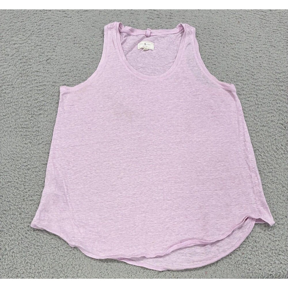 Lou & Grey Tank Top Womens Medium Purple 100% Linen Scoop Neck Casual Summer
